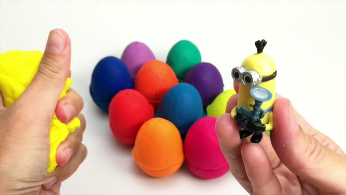 LEARN COLORS Play Doh Surprise Eggs Frozen Peppa Pig Masha Minions Shopkins Toys Play Dough Eggs