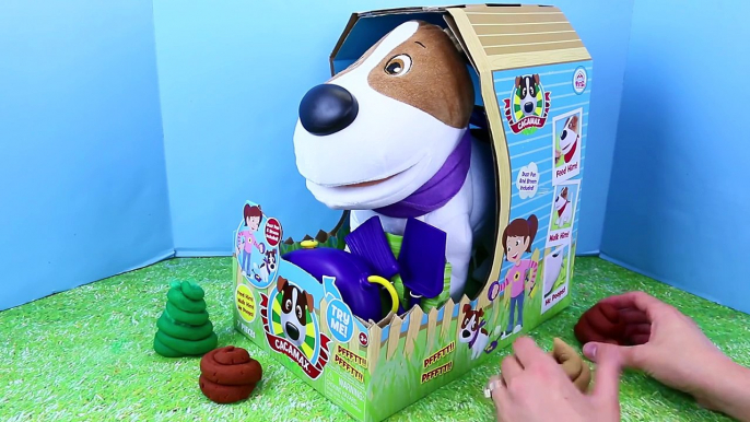 POOPING DOG Cacamax & Giant Poo Surprise Toys in Play Doh Poop! Yuck! by DisneyCarToys