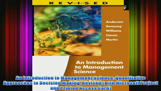 FREE PDF   An Introduction to Management Science Quantitative Approaches to Decision Making Revised FULL DOWNLOAD