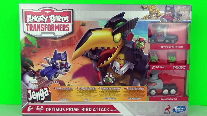 Angry Birds Transformers Jenga: Optimus Prime Bird Attack Game Playset Toy Review Hasbro Toys