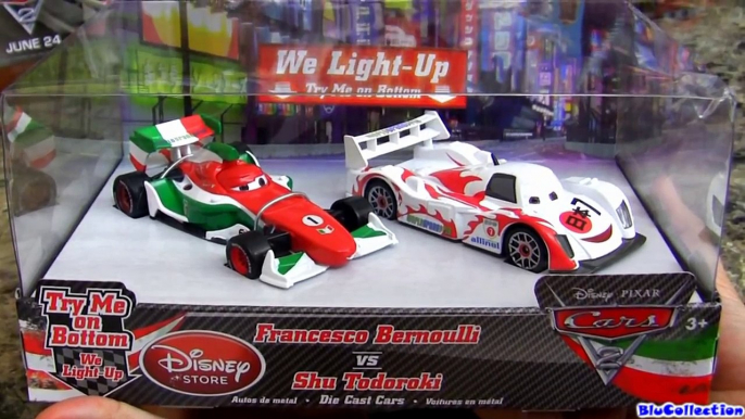 Cars 2 Racing Rivals Shu Todoroki vs. Francesco Bernoulli diecast Disney store toys by Blucollection