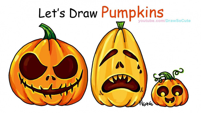 How to Draw Scary Carved Pumpkins Cute and Easy Halloween