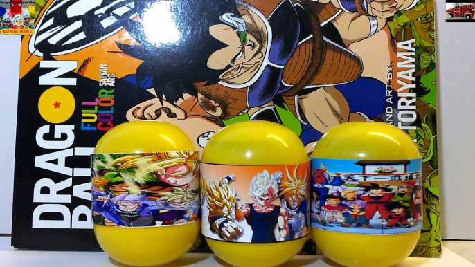 Three Dragon Ball Surprise Egg opening with DBZ Comic Book Son Goku Gohan Buu