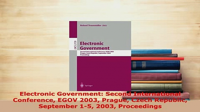 PDF  Electronic Government Second International Conference EGOV 2003 Prague Czech Republic  Read Online