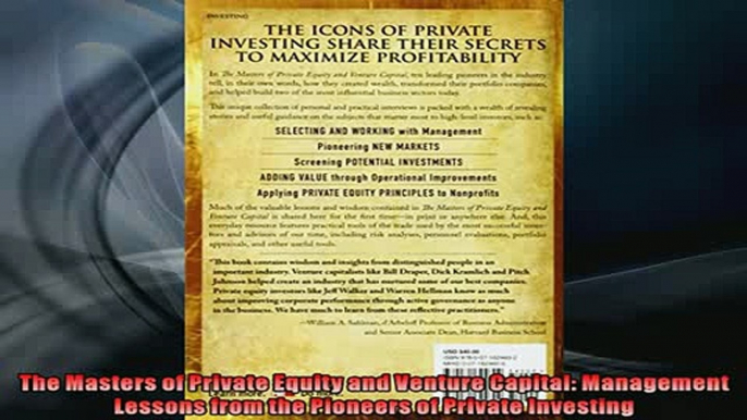 Free PDF Downlaod  The Masters of Private Equity and Venture Capital Management Lessons from the Pioneers of  BOOK ONLINE