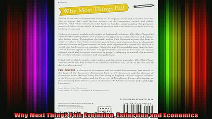 FREE PDF  Why Most Things Fail Evolution Extinction and Economics READ ONLINE