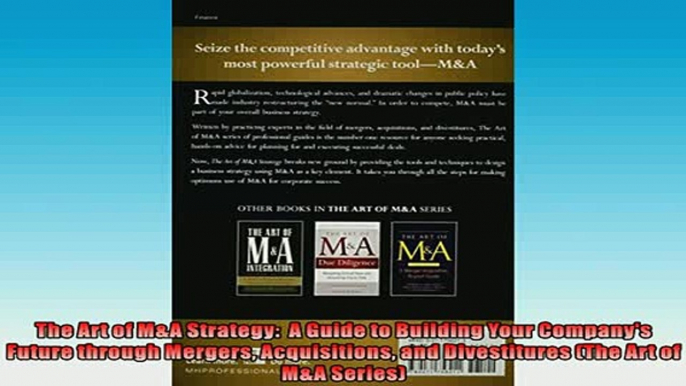 FREE PDF  The Art of MA Strategy  A Guide to Building Your Companys Future through Mergers READ ONLINE