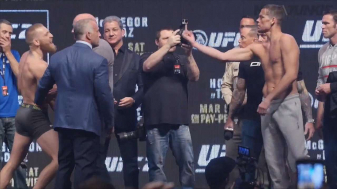 UFC 196 Conor McGregor and Nate Diaz weigh-in highlight