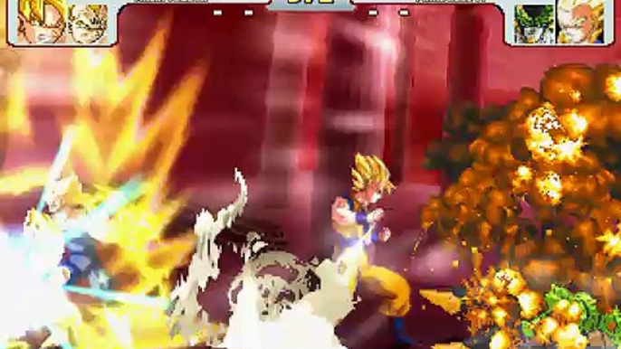Super Goku and Majin Vegeta vs Cell and Gotenks