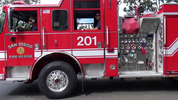 San Diego Fire Dept. E201 + E1 Responding