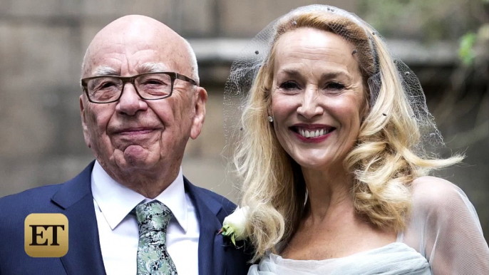 Rupert Murdoch and Jerry Hall pose for photos after wedding ceremony