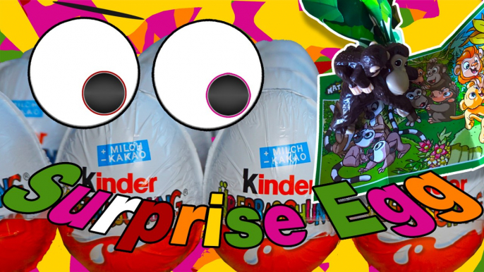 Kinder Surprise Egg Unboxing Jungle Animals Ape & Baby | Meike & Leo | Unpacking | Unwrap | 2016