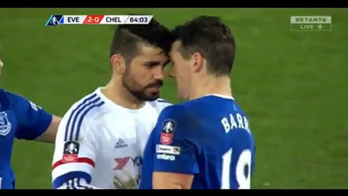 Diego Costa Horror Foul RED CARD Everton 2-0 Chelsea FA CUP