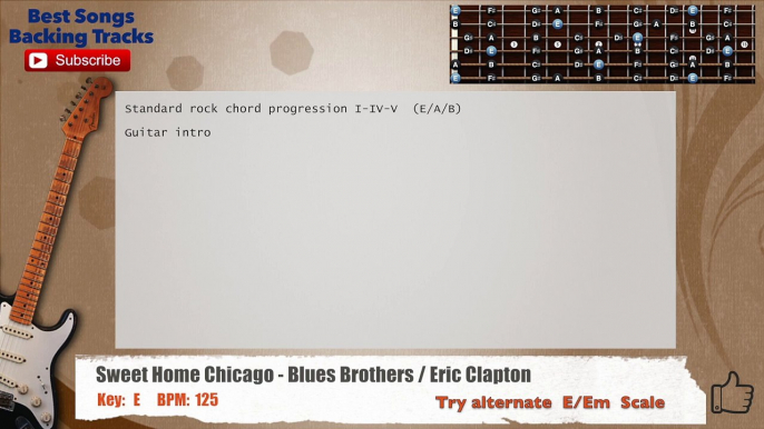 Sweet Home Chicago - Blues Brothers _ Eric Clapton Guitar Backing Track with chords and lyrics