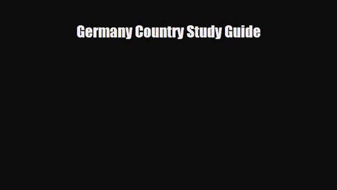 PDF Germany Country Study Guide PDF Book Free