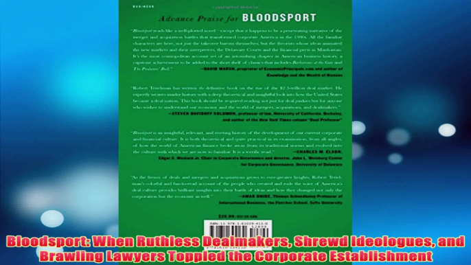 PDF Download  Bloodsport When Ruthless Dealmakers Shrewd Ideologues and Brawling Lawyers Toppled the Read Online