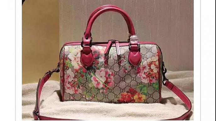 Gucci Small Boston Bag Blooms Print GG Supreme Replica  for Sale