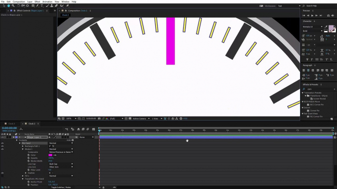 Adobe After Effects Shape Layer Clock - Pt  3 Animating the Hands