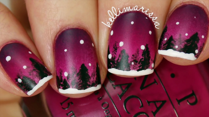 DIY Snowy Winter Scene Nail Art Tutorial __ KELLI MARISSA - Easy penguin nail art diy tutorial kelli marissa