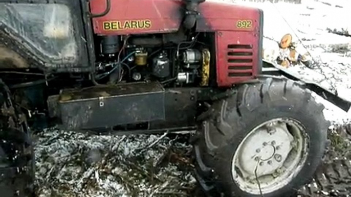 Belarus Mtz 892 forestry tractor in action