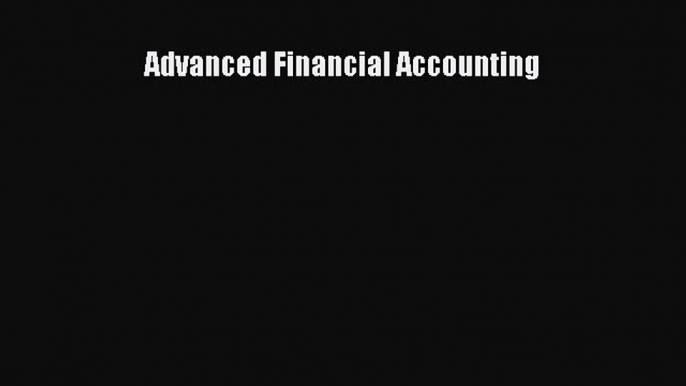 PDF Advanced Financial Accounting Free Books