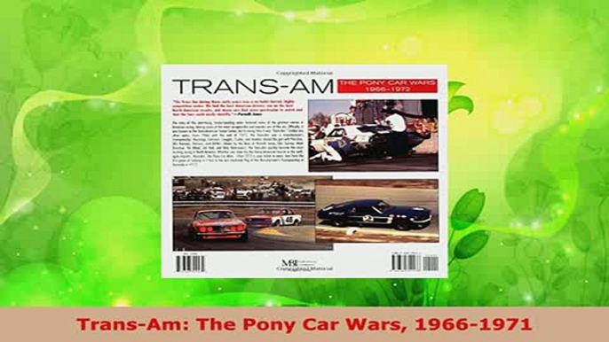 PDF  TransAm The Pony Car Wars 19661971 PDF Book Free