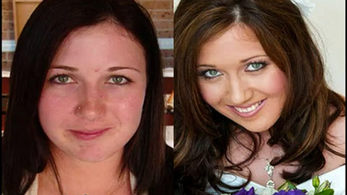 Bilder von Mädchen, die vor und nach dem make-up Vor und Nach dem Make-up