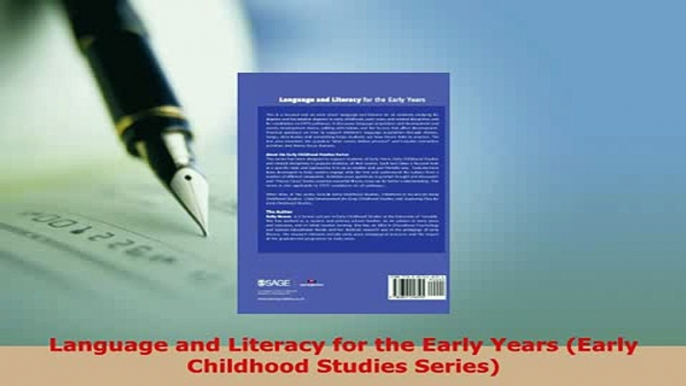 PDF  Language and Literacy for the Early Years Early Childhood Studies Series PDF Online