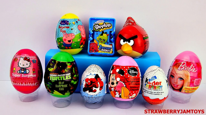 Barbie Shopkins Spiderman Kinder Surprise Peppa Pig TMNT Minnie Surprise Eggs StrawberryJamToys