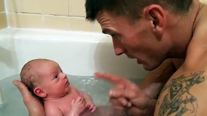 New Born Baby.....First bath with daddy