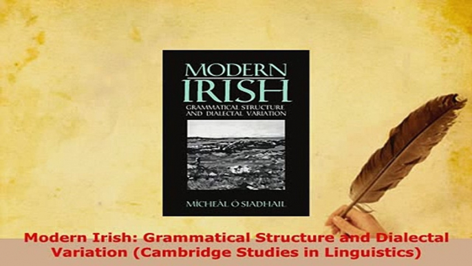 PDF  Modern Irish Grammatical Structure and Dialectal Variation Cambridge Studies in Free Books