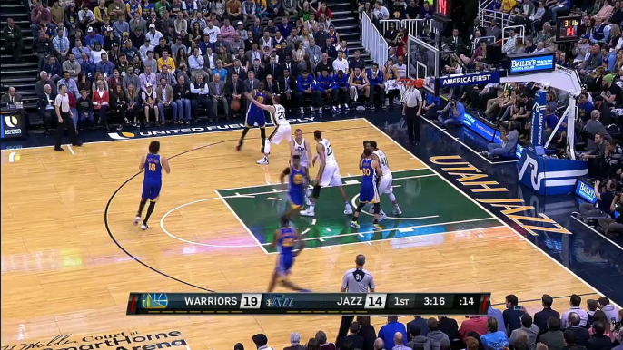 Stephen Curry With Rebound & Three   Warriors vs Jazz   March 30, 2016   NBA 2015-16 Season