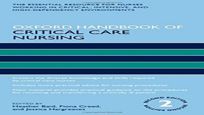 Download Oxford Handbook of Critical Care Nursing  Oxford Handbooks in Nursing