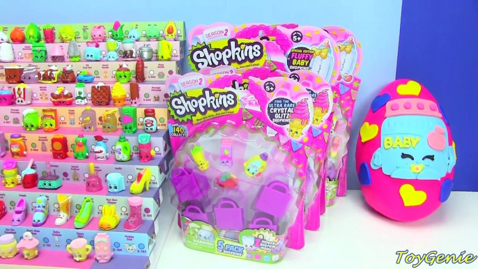 Shopkins Season 2 Fluffy Baby Ga Ga Gourmet Play Doh Surprise Egg 5 and 12 Packs