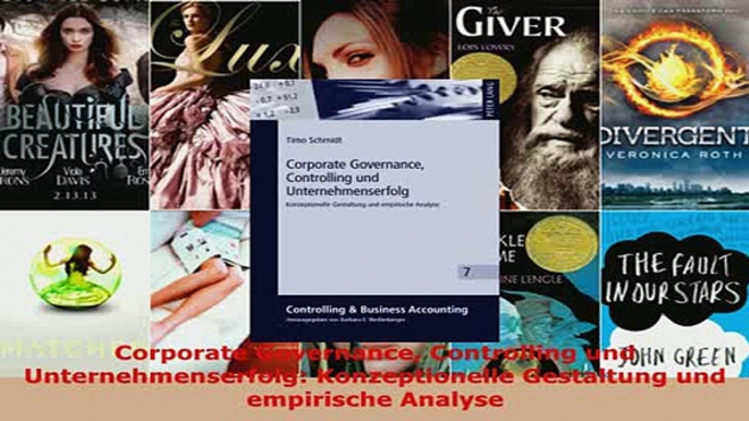 PDF  Corporate Governance Controlling und Unternehmenserfolg Konzeptionelle Gestaltung und Download Full Ebook