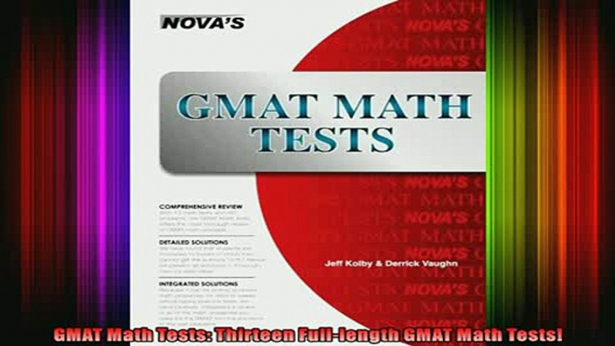 READ Ebooks FREE  GMAT Math Tests Thirteen Fulllength GMAT Math Tests Full Free