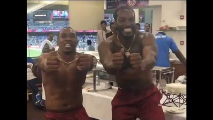 Chris Gayle and Dwayne Bravo’s champion dance after winning the semi-final match ||DJ Bravo - Champion (Official Lyric)