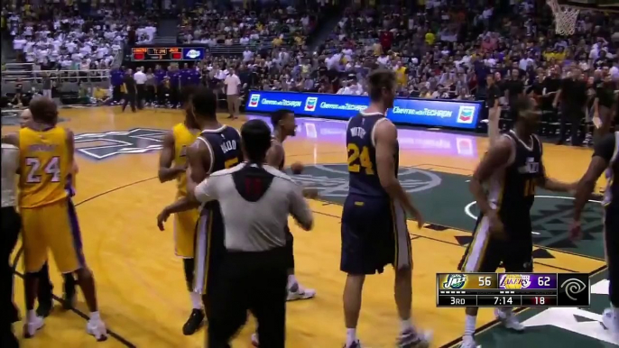 Roy Hibbert & Trevor Booker Fight | Jazz vs Lakers | October 6, 2015 | NBA Preseason