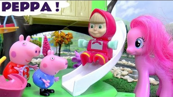 PEPPA EGGS! --- Peppa Pig and George collect and open Kinder Surprise Eggs, Featuring My Little Pony MLP, Masha and the Bear, The Good Dinosaur, Elsa from Disney Frozen, Thomas and Friends, and many more family fun toys