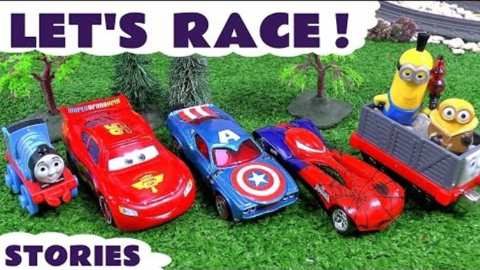 Thomas and Friends Race Cars Racing Toys Spiderman Hot Wheels Play Doh Can Heads TMNT Avengers