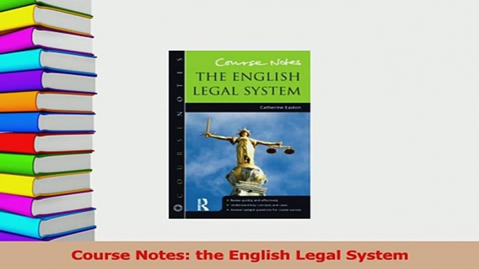 Download  Course Notes the English Legal System Ebook Online