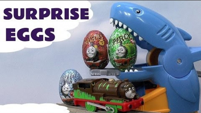 Surprise Egg Thomas & Friends Unboxing like Kinder Egg Surprise Toys Shark Attack Set Percy James