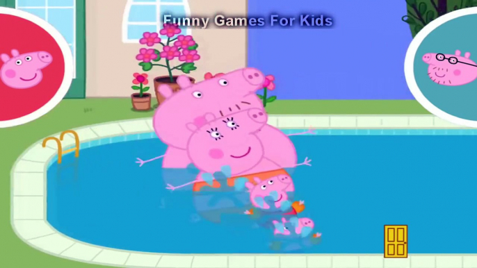 Peppa Pig, Mummy Pig, Daddy Pig and George Pig Go Swimming - Peppa Pig in Swimming Pool