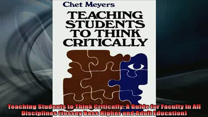 READ book  Teaching Students to Think Critically A Guide for Faculty in All Disciplines Jossey Bass  FREE BOOOK ONLINE