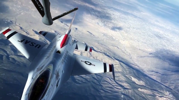 US Air Force F 16 Thunderbirds During Aerial Refueling Over Florida