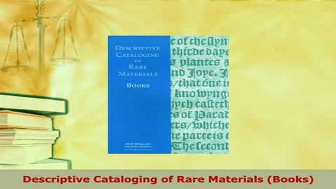 PDF  Descriptive Cataloging of Rare Materials Books Free Books