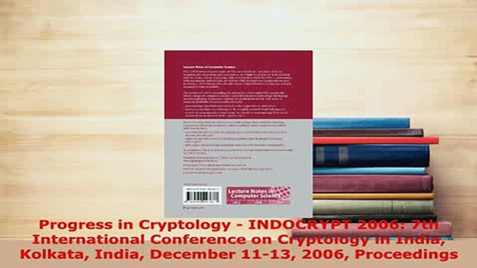 Download  Progress in Cryptology  INDOCRYPT 2006 7th International Conference on Cryptology in  Read Online