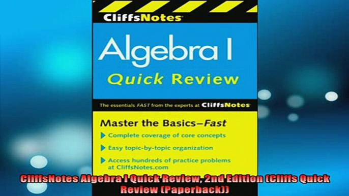 Free PDF Downlaod  CliffsNotes Algebra I Quick Review 2nd Edition Cliffs Quick Review Paperback  DOWNLOAD ONLINE