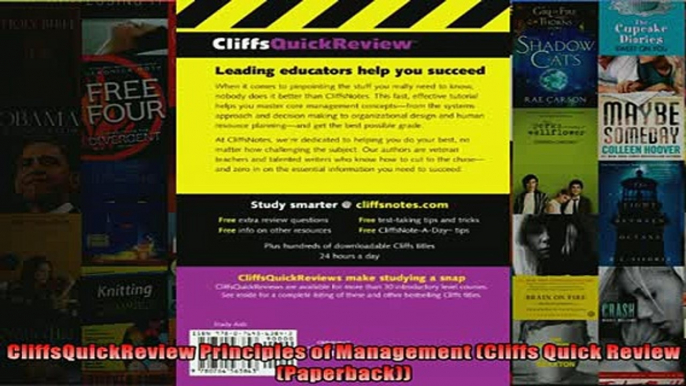 READ book  CliffsQuickReview Principles of Management Cliffs Quick Review Paperback  FREE BOOOK ONLINE