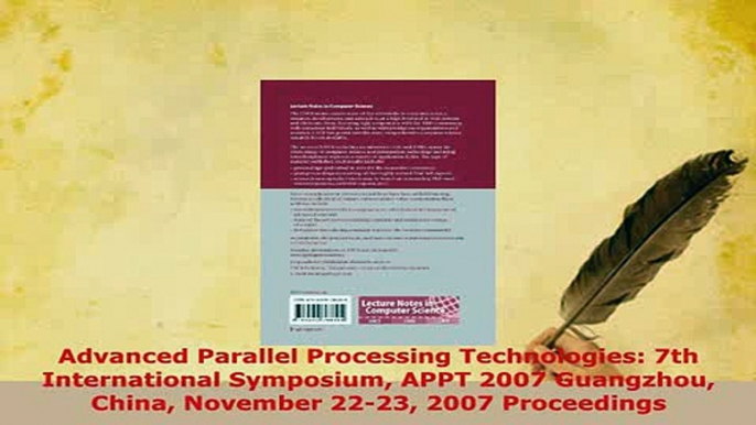 PDF  Advanced Parallel Processing Technologies 7th International Symposium APPT 2007 Guangzhou  EBook